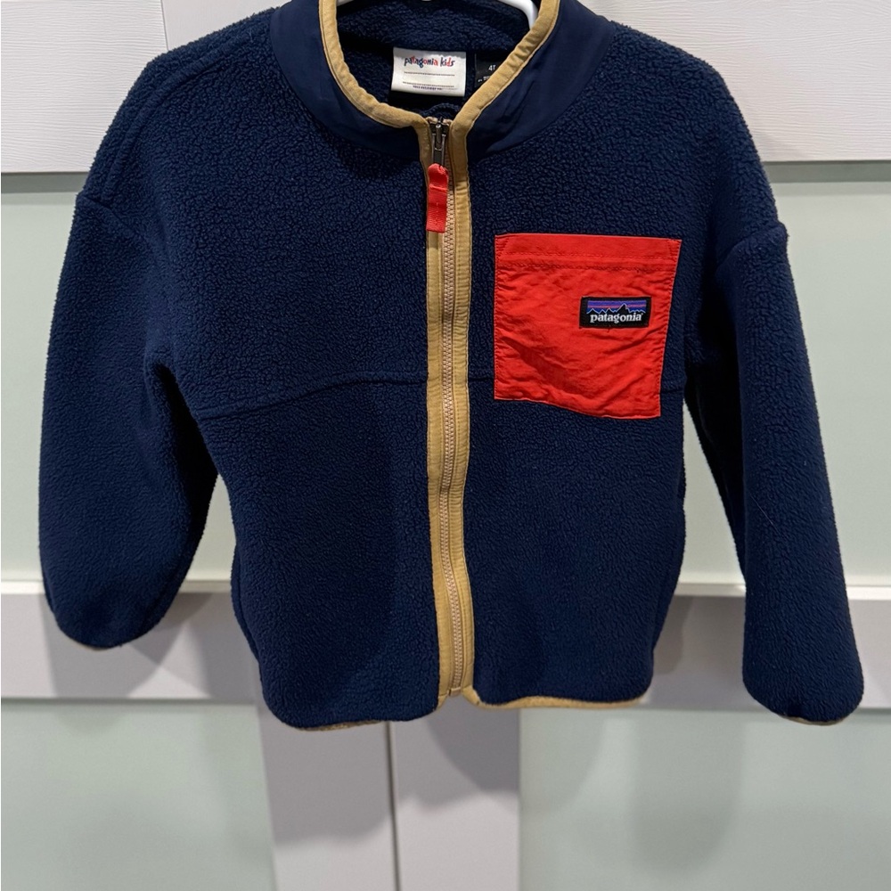 Patagonia Kids Navy and Tan Fleece Jacket